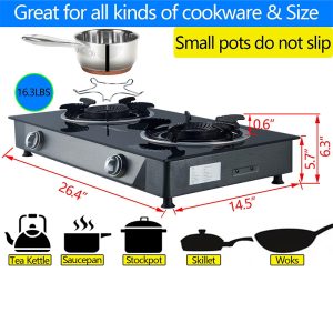 Propane Stove 2 Burner with Auto Ignition (26,000 BTU):