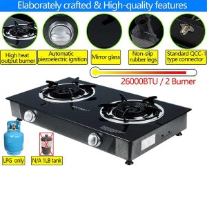 Propane Stove 2 Burner with Auto Ignition (26,000 BTU):